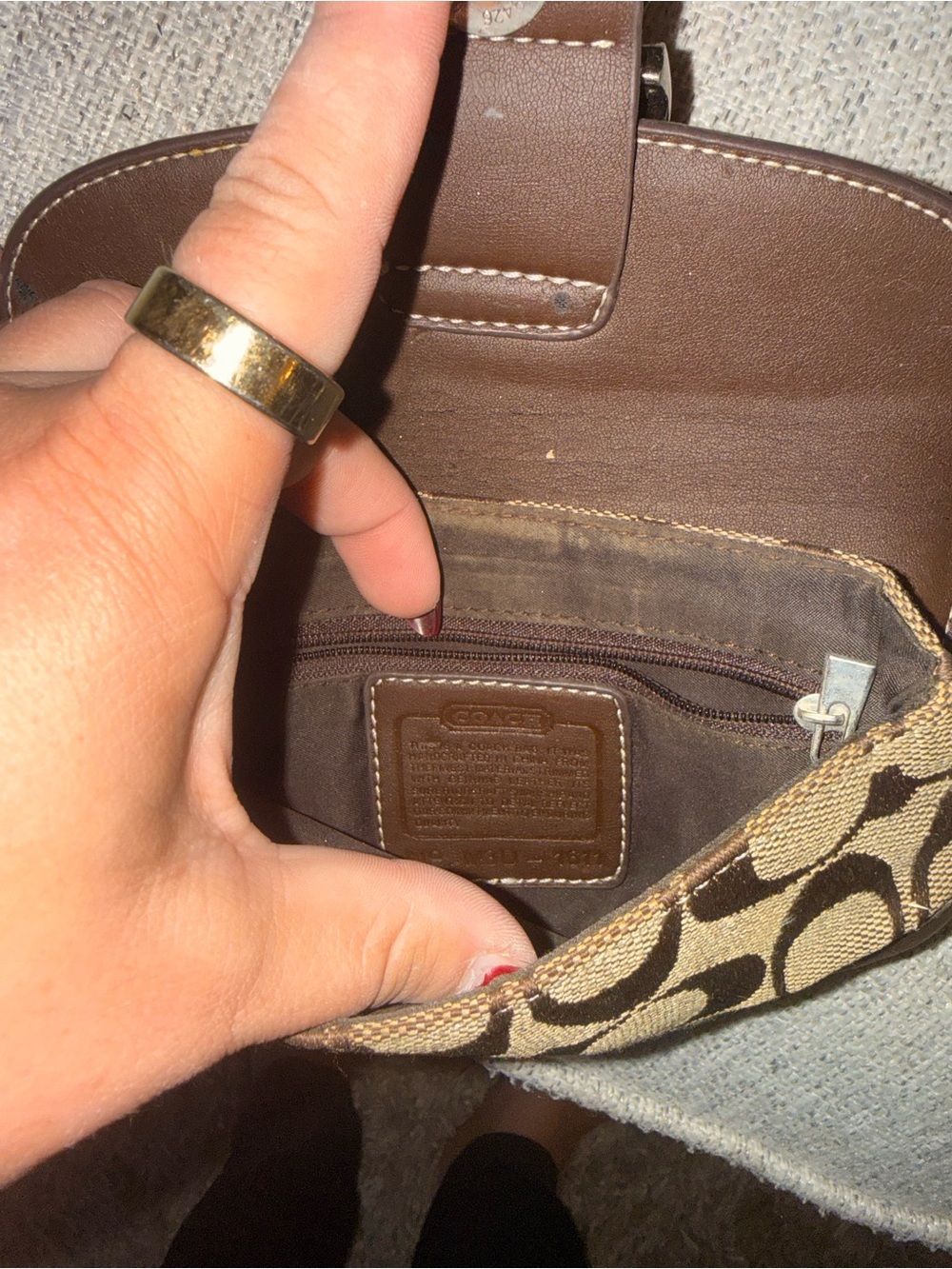 Coach Brown Signature Canvas Wristlet with Dark Brown Leather Trim - Picture 4 of 4